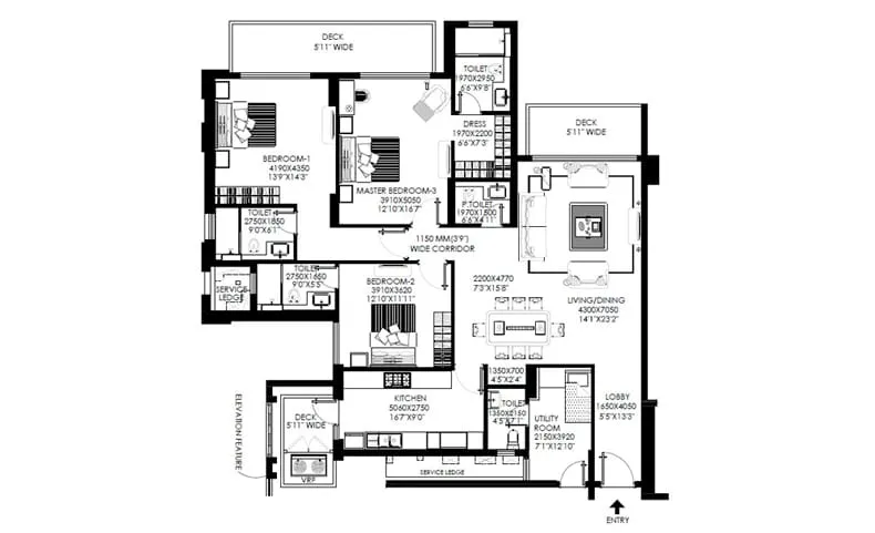 DLF The Crest, floor plan 1