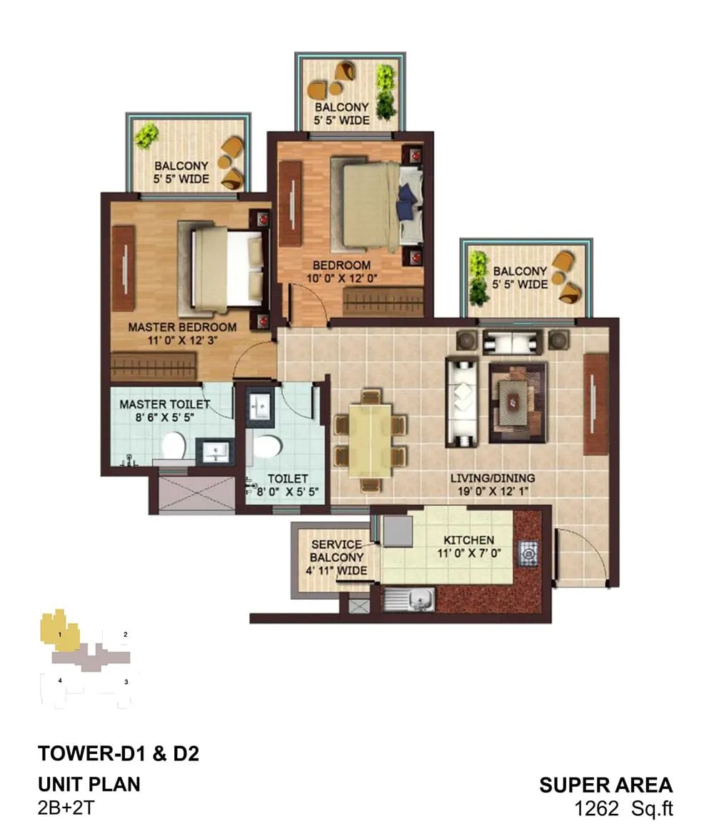 AIPL Zen Residences, floor plan 1