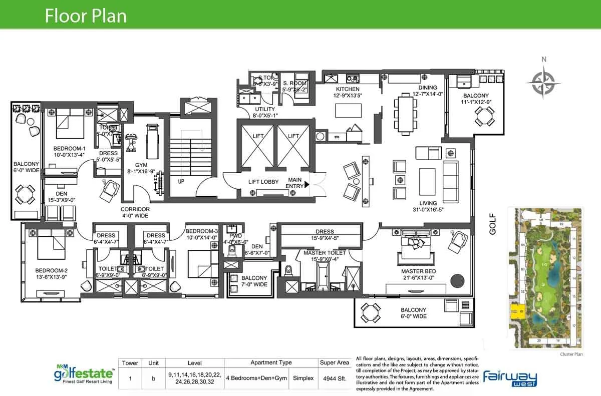 M3M Golf Estate, floor plan 1