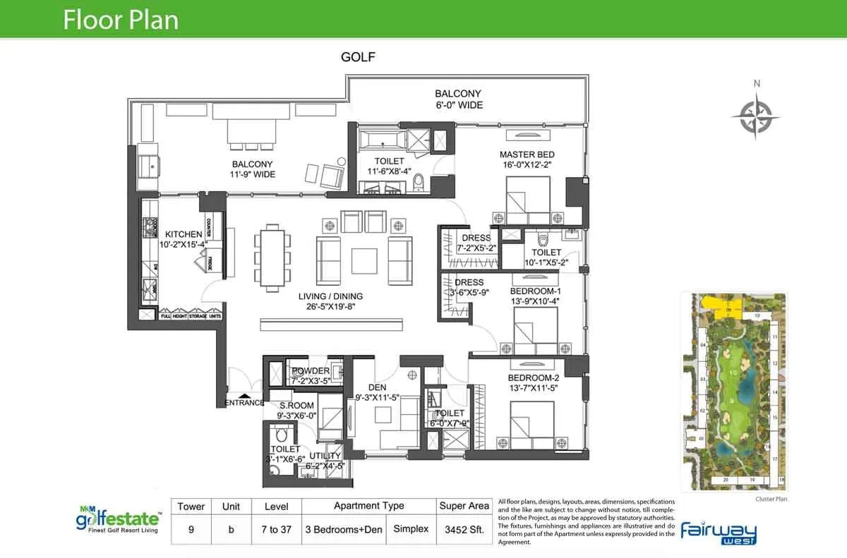 M3M Golf Estate, floor plan 3