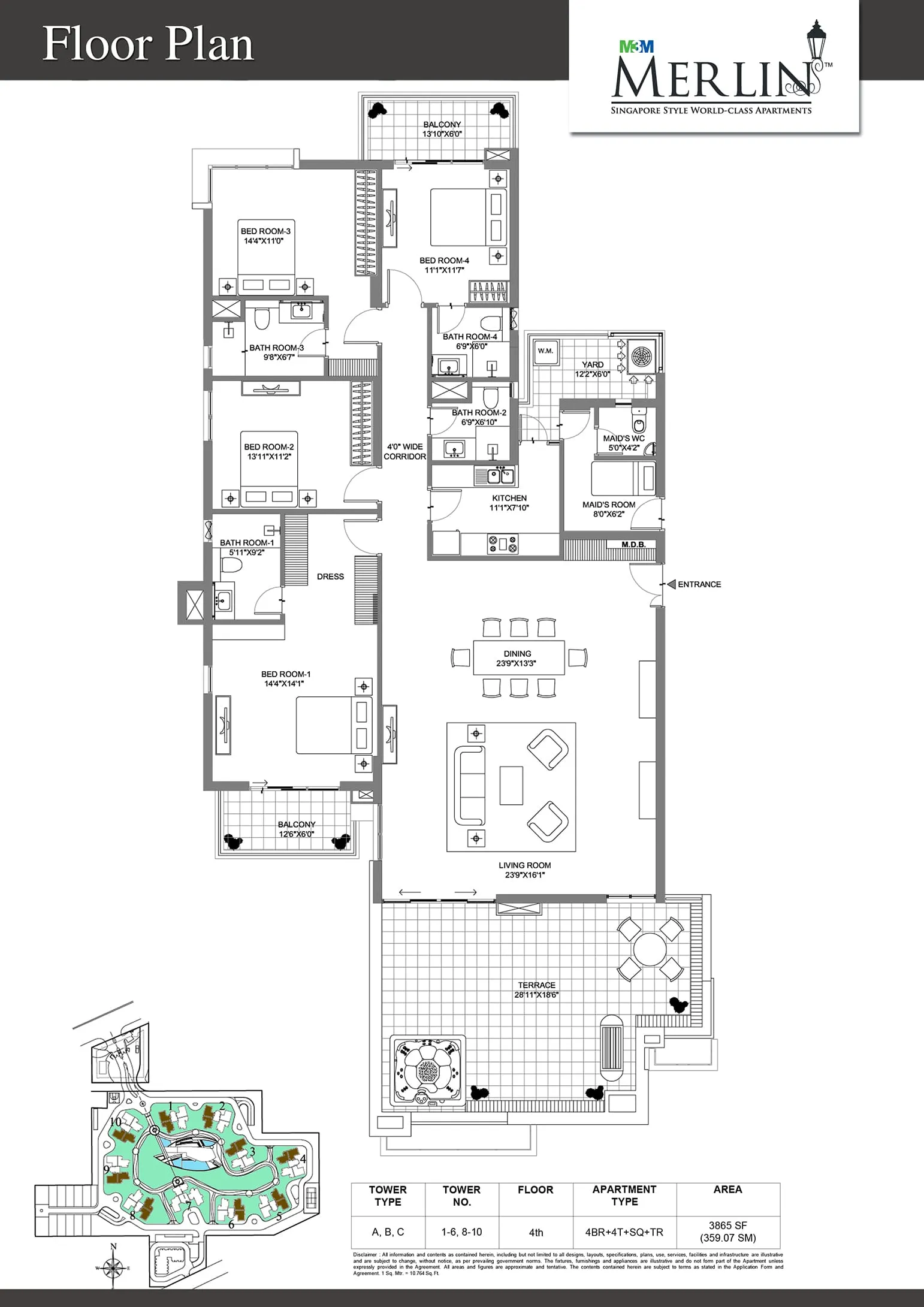 M3M Merlin, floor plan 4