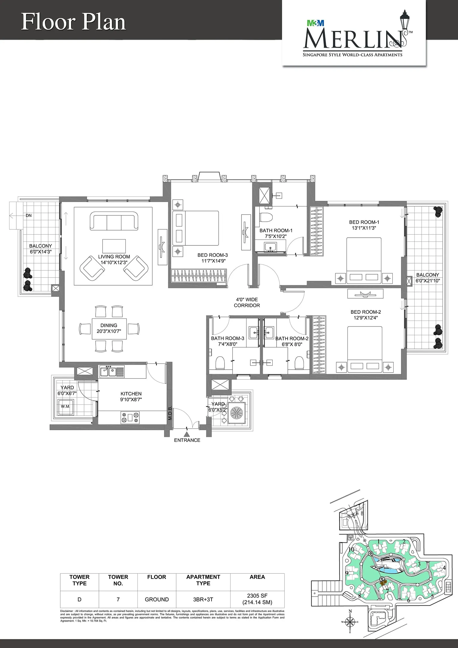 M3M Merlin, floor plan 7